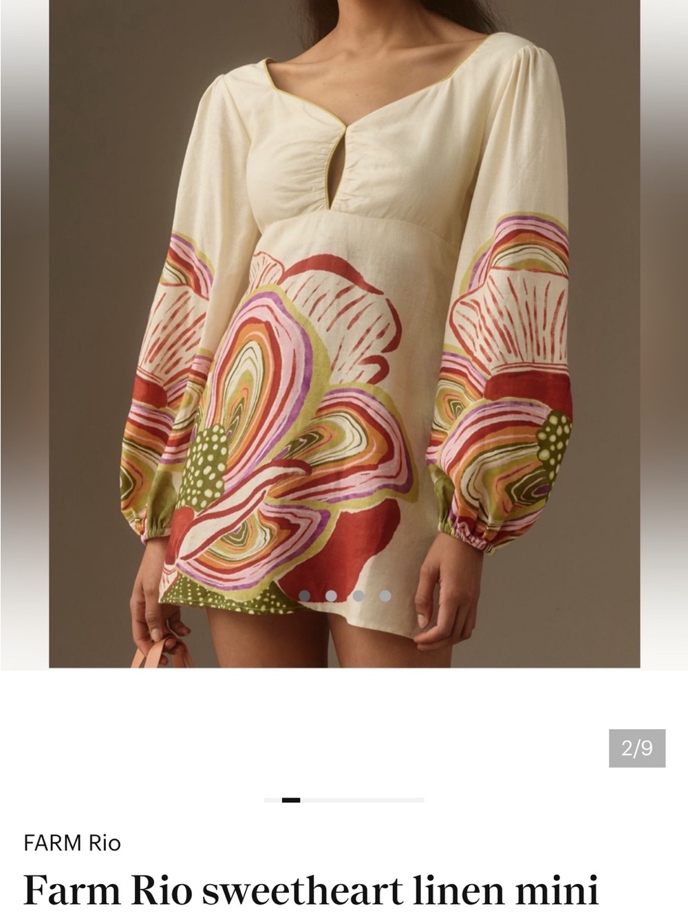 Anthropologie Cream Tunic with Multicolor Floral Swirl